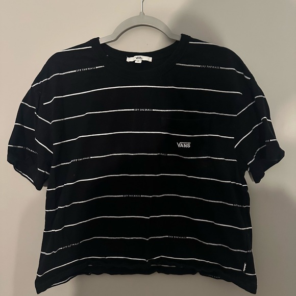Vans Black Tee with White Horizontal Stripes - Picture 1 of 2